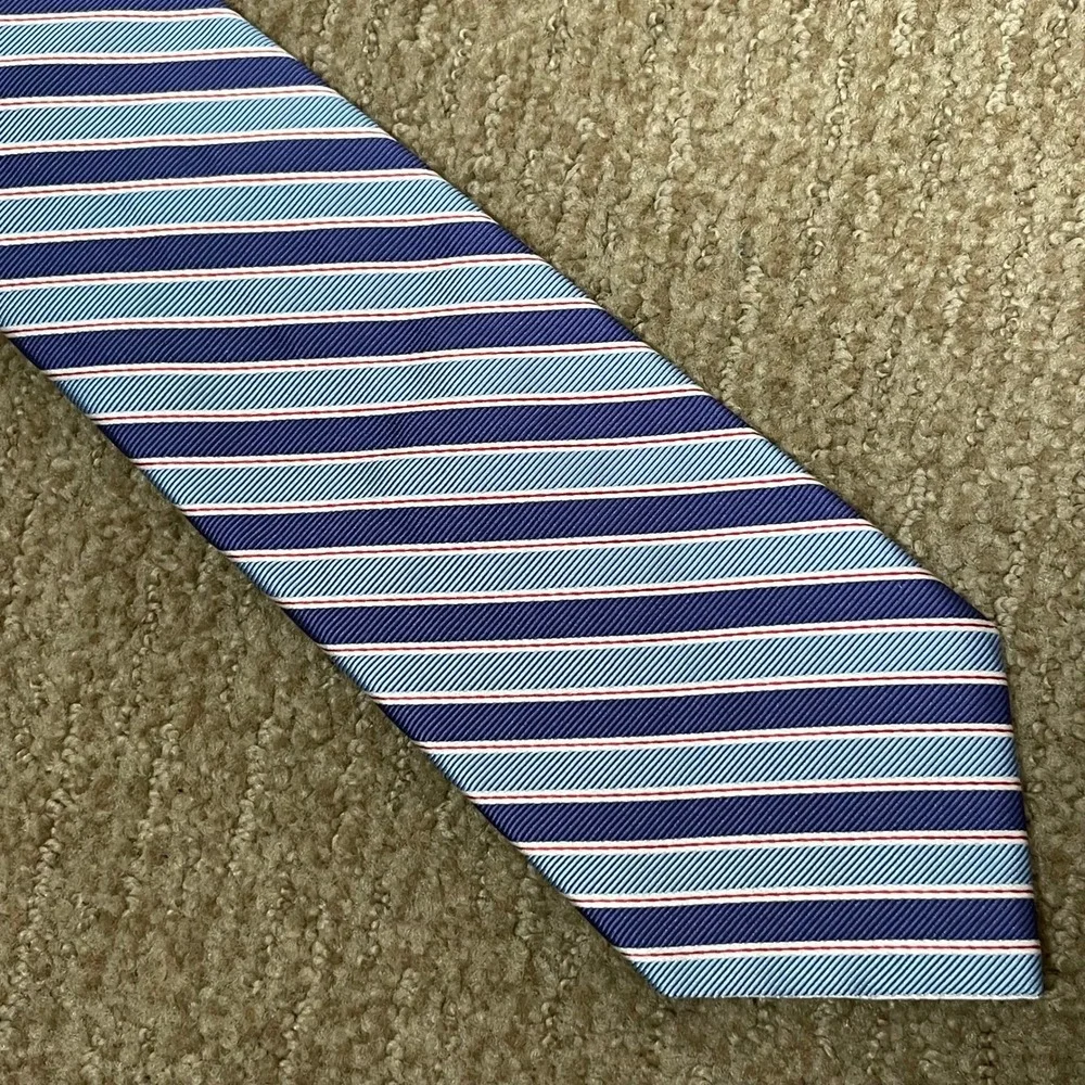 Brooks Brothers Makers Necktie Blue Red Preppy Striped Silk Classic Repp Tie